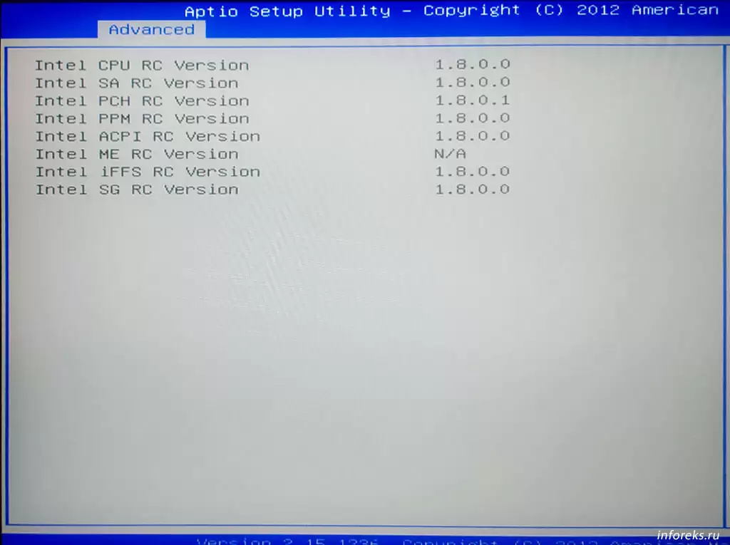 информация о версии драйверов Intel RC