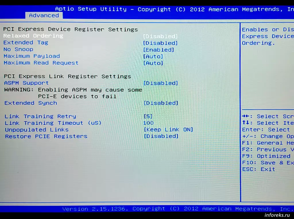 PCI Express Settings Настройки PCI Express