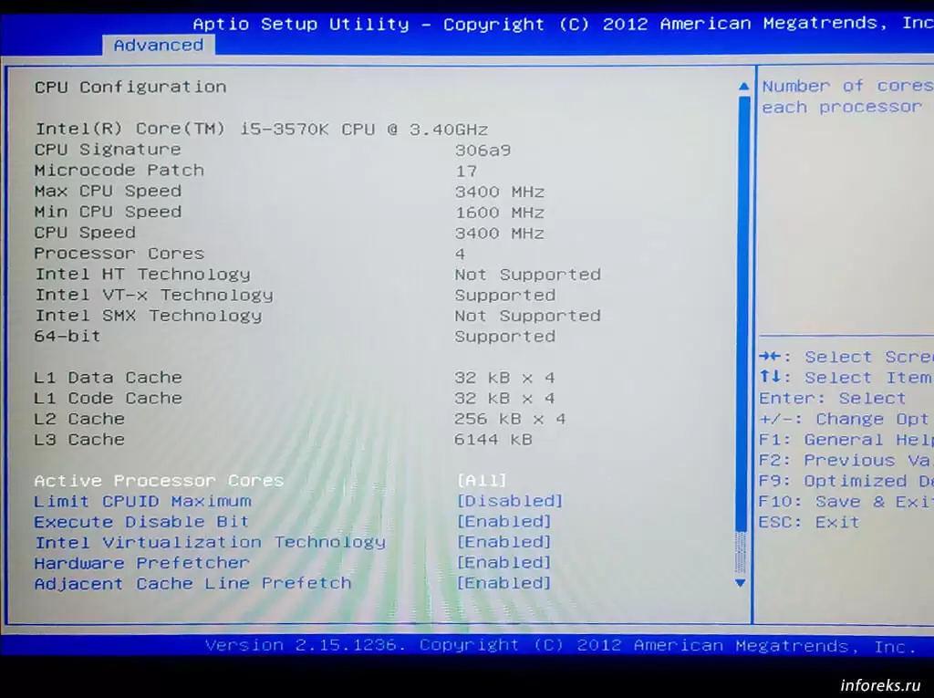 CPU Configuration Конфигурация ЦП