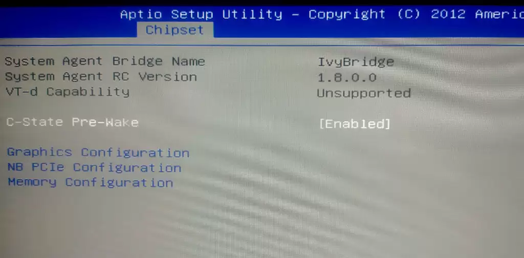 Подменю - System Agent (SA) Configuration