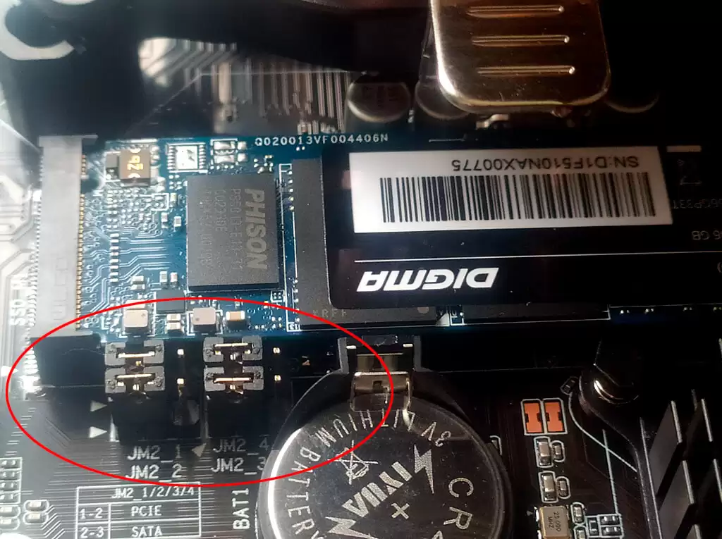 Перемычки для подключения диска M2 NVME